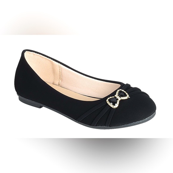 Link Comfort Girls Embellished Bow Ballet Flat Shoes - Picture 1 of 9